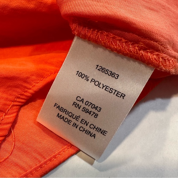 Jones New York Orange Blouse Flutter Sleeve V-Neck, Size XL - Picture 8 of 10